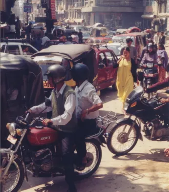 Bustling streets of Kathmandu.
